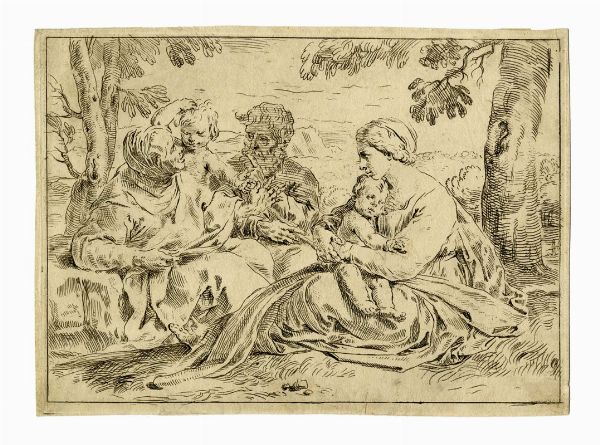 SIMONE CANTARINI : Sacra Famiglia con Sant'Elisabetta e San Giovannino.  - Asta Arte Antica, Moderna e Contemporanea - Associazione Nazionale - Case d'Asta italiane