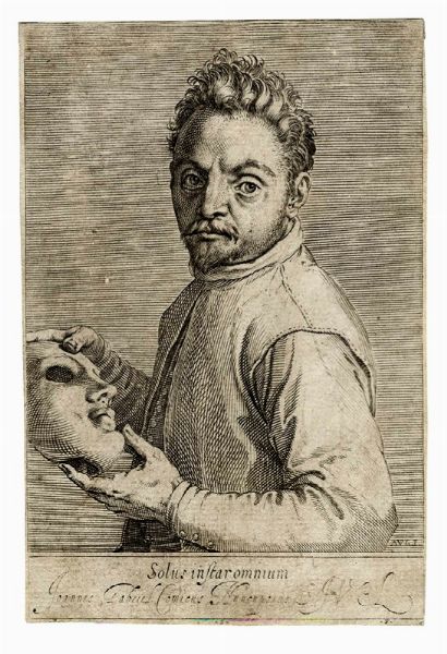 AGOSTINO CARRACCI : San Gerolamo in meditazione [tiratura tarda XVIII secolo].  - Asta Arte Antica, Moderna e Contemporanea - Associazione Nazionale - Case d'Asta italiane