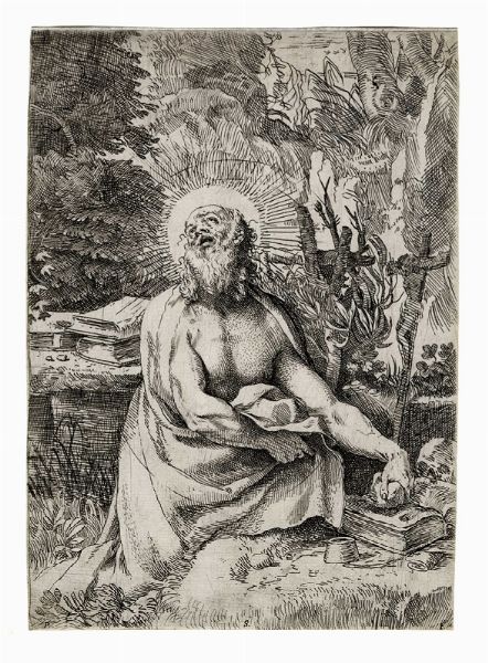 ANNIBALE CARRACCI : San Gerolamo nel deserto.  - Asta Arte Antica, Moderna e Contemporanea - Associazione Nazionale - Case d'Asta italiane