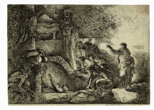 GIOVANNI BENEDETTO CASTIGLIONE (DETTO IL GRECHETTO) : La resurrezione di Lazzaro.  - Asta Arte Antica, Moderna e Contemporanea - Associazione Nazionale - Case d'Asta italiane