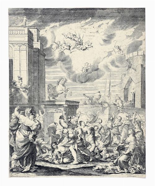 GIUSEPPE MARIA CRESPI (DETTO LO SPAGNOLO) : Il massacro degli innocenti su sfondo di citt.  - Asta Arte Antica, Moderna e Contemporanea - Associazione Nazionale - Case d'Asta italiane
