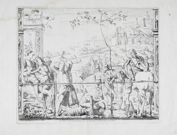 GIOVANNI DAVID : Martirio e trasporto del corpo decapitato di San Cristoforo / Martirio di San Cristoforo / Martirio di San Giacomo.  - Asta Arte Antica, Moderna e Contemporanea - Associazione Nazionale - Case d'Asta italiane