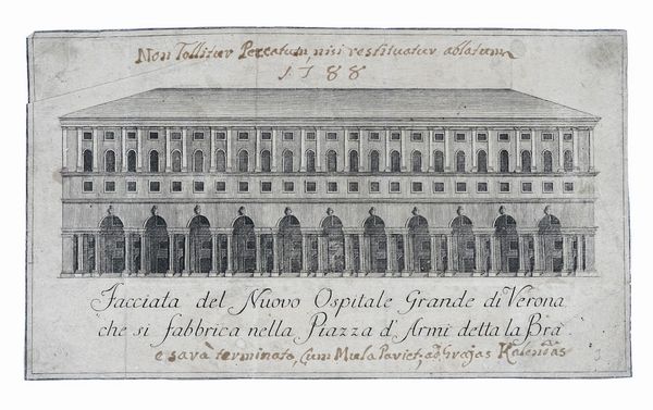 GIOVANNI ANTONIO URBANI : Disegno che dimostra le reliquie e struttura del Teatro antico de Veronesi.  - Asta Arte Antica, Moderna e Contemporanea - Associazione Nazionale - Case d'Asta italiane