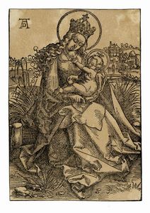 HANS BALDUNG GRIEN - Vergine col Bambino su una riva erbosa.
