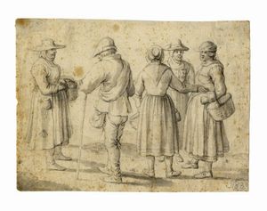 JAN II BRUEGHEL (DETTO IL GIOVANE) - Studio per paesani.