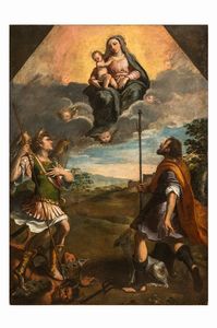 IPPOLITO SCARSELLA (DETTO LO SCARSELLINO) - Madonna col Bambino e i santi Michele Arcangelo e Rocco.
