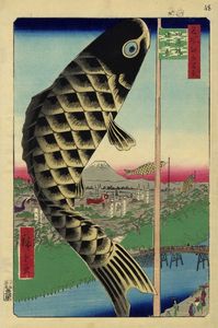 UTAGAWA HIROSHIGE I (AND? TOKUTAR?) - Suidbashi Surugadai (Il ponte Suido e il distretto di Surugadai).