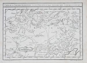 JACQUES NICOLAS BELLIN : Baye de Trinquemale / Carte Des Pais Habits par les Samojedes et Ostiacs / Carte de la Tartarie  Occidentale /Carte de la Coste d'Angola / Veue du Cap Mesurado.  - Asta Arte Antica, Moderna e Contemporanea - Associazione Nazionale - Case d'Asta italiane