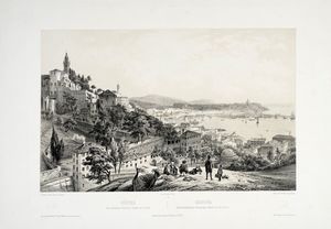 NICOLAS-MARIE-JOSEPH CHAPUY - Gnes vue gnral prise du chemin de S.t Roch / Genova veduta generale presa dal camino di San Rocco.