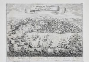 MATTHAUS MERIAN - Genua mird durch die Frankosische Flotta mit Femer beangftiget, im Monat Majo 1684.