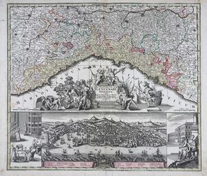 GEORG MATTHUS SEUTTER - Reipublicae Genuensis dominium cum inclytae istius Urbis et Portus insignioribus prospectibus geographica et topographica synopsi repraesentatum...
