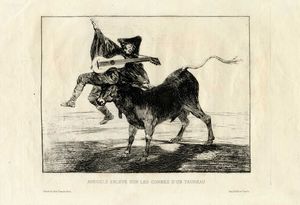 FRANCISCO GOYA Y LUCIENTES - Aveugle enlev sur les cornes d'un taureau [Barbara dibersion] [Dios se lo pague a usted].