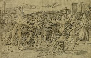 MARCANTONIO RAIMONDI : La strage degli innocenti con il pino.  - Asta Arte Antica, Moderna e Contemporanea - Associazione Nazionale - Case d'Asta italiane