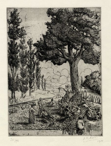 Baccio Maria Bacci : Festa sull'erba.  - Asta Arte Antica, Moderna e Contemporanea - Associazione Nazionale - Case d'Asta italiane