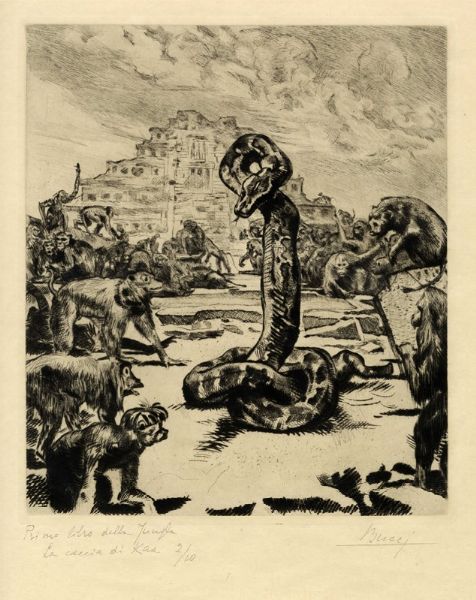 Anselmo Bucci : Il libro della Giungla. Lotto composto di 8 incisioni.  - Asta Arte Antica, Moderna e Contemporanea - Associazione Nazionale - Case d'Asta italiane