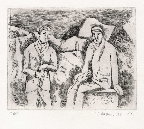 Carlo Carr : I dioscuri.  - Asta Arte Antica, Moderna e Contemporanea - Associazione Nazionale - Case d'Asta italiane