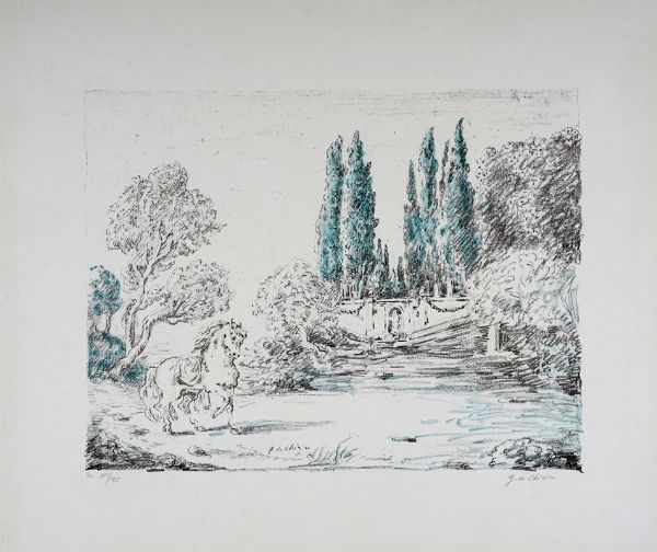 Giorgio de Chirico : Cavallo a Villa Falconieri.  - Asta Arte Antica, Moderna e Contemporanea - Associazione Nazionale - Case d'Asta italiane