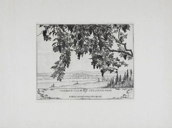 BENVENUTO DISERTORI : Veduta con tralci di vite.  - Asta Arte Antica, Moderna e Contemporanea - Associazione Nazionale - Case d'Asta italiane