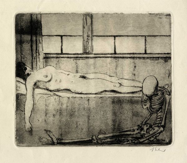 GEORG ERLER : La morte e la ragazza distesa.  - Asta Arte Antica, Moderna e Contemporanea - Associazione Nazionale - Case d'Asta italiane