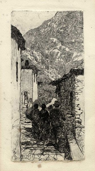 Giovanni Fattori : Una via di San Piero a Sieve.  - Asta Arte Antica, Moderna e Contemporanea - Associazione Nazionale - Case d'Asta italiane