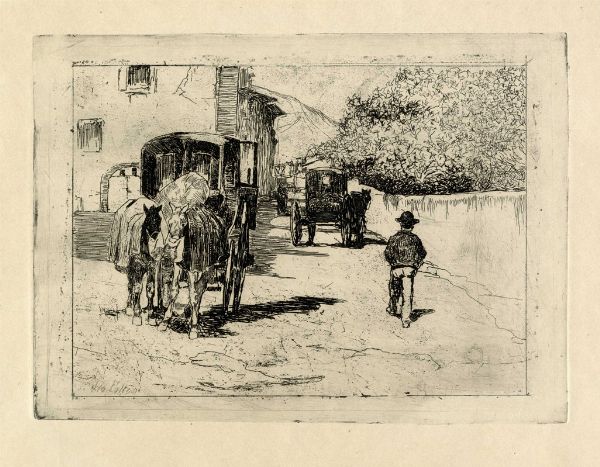 Giovanni Fattori : La diligenza.  - Asta Arte Antica, Moderna e Contemporanea - Associazione Nazionale - Case d'Asta italiane