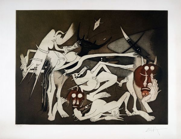 Wifredo Lam : Lotto composto di 3 incisione dalla cartella Annunciation de Aim Cesaire.  - Asta Arte Antica, Moderna e Contemporanea - Associazione Nazionale - Case d'Asta italiane