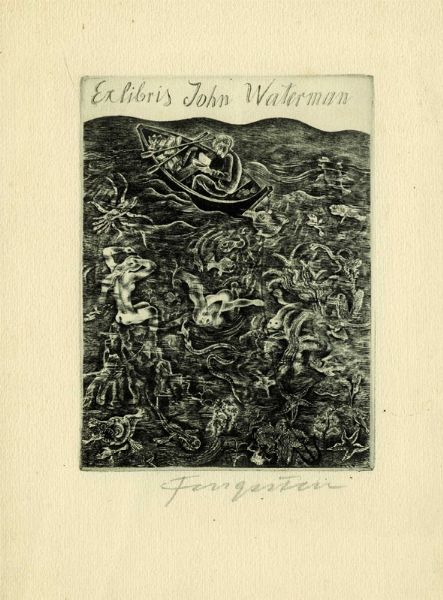 MICHEL FINGESTEN : Lotto composto di 4 ex libris macabri.  - Asta Arte Antica, Moderna e Contemporanea - Associazione Nazionale - Case d'Asta italiane