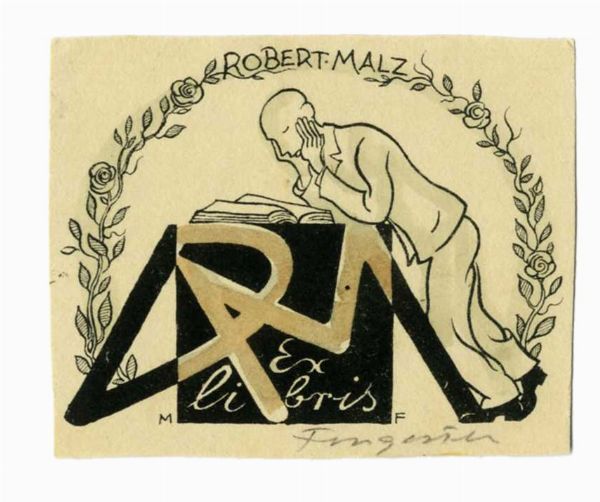MICHEL FINGESTEN : Lotto composto di 4 ex libris.  - Asta Arte Antica, Moderna e Contemporanea - Associazione Nazionale - Case d'Asta italiane