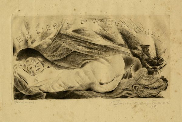 MICHEL FINGESTEN : Ex libris Dr. Walter Vogel.  - Asta Arte Antica, Moderna e Contemporanea - Associazione Nazionale - Case d'Asta italiane