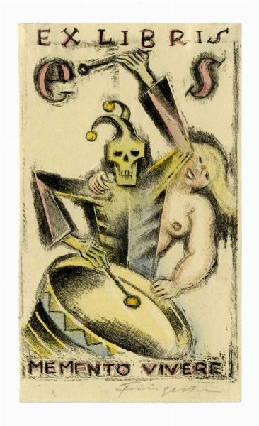 MICHEL FINGESTEN : Lotto composto di 3 ex libris erotici.  - Asta Arte Antica, Moderna e Contemporanea - Associazione Nazionale - Case d'Asta italiane