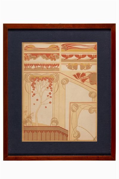 Interno (arancione, beige e oro).  - Asta Arte Antica, Moderna e Contemporanea - Associazione Nazionale - Case d'Asta italiane