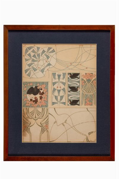 Decorazioni per interno (azzurro, rosa, grigio e nero).  - Asta Arte Antica, Moderna e Contemporanea - Associazione Nazionale - Case d'Asta italiane