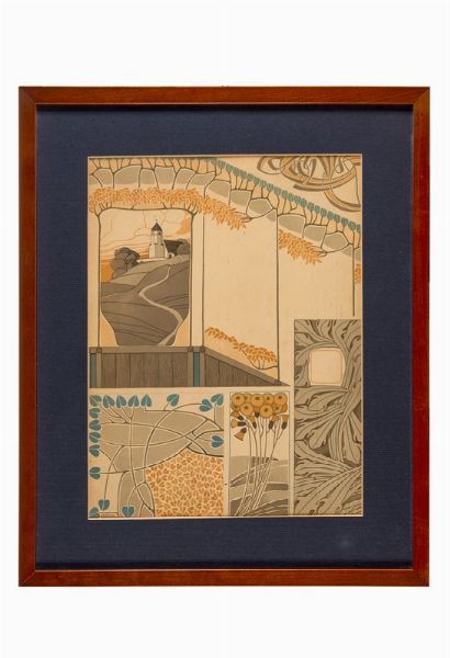 Interno (pesca, blu e grigio).  - Asta Arte Antica, Moderna e Contemporanea - Associazione Nazionale - Case d'Asta italiane