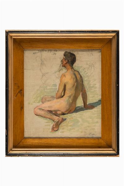 FANCESCO GIOLI : Studio di nudo maschile.  - Asta Arte Antica, Moderna e Contemporanea - Associazione Nazionale - Case d'Asta italiane