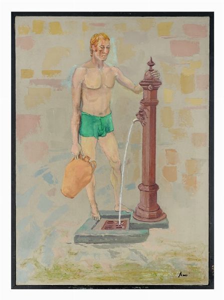 Guglielmo Janni : Alla fontanina di Roma.  - Asta Arte Antica, Moderna e Contemporanea - Associazione Nazionale - Case d'Asta italiane