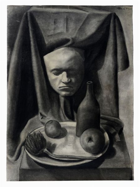 Mino Rosso : Natura morta con maschera di Beethoven.  - Asta Arte Antica, Moderna e Contemporanea - Associazione Nazionale - Case d'Asta italiane