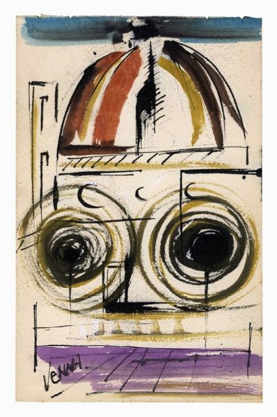 LUCIO VENNA LANDSMANN : Santa Maria del Fiore futurista.  - Asta Arte Antica, Moderna e Contemporanea - Associazione Nazionale - Case d'Asta italiane