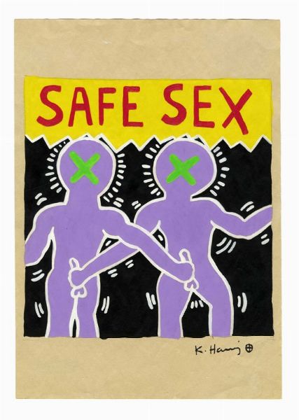 Keith Haring : Safe sex.  - Asta Arte Antica, Moderna e Contemporanea - Associazione Nazionale - Case d'Asta italiane
