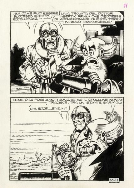 MAGNUS [PSEUD. PER ROBERTO RAVIOLA] : Lotto di composto 11 tavole preparatorie per Alan Ford, Dennis Cobb, Satanik e Kriminal.  - Asta Arte Antica, Moderna e Contemporanea - Associazione Nazionale - Case d'Asta italiane