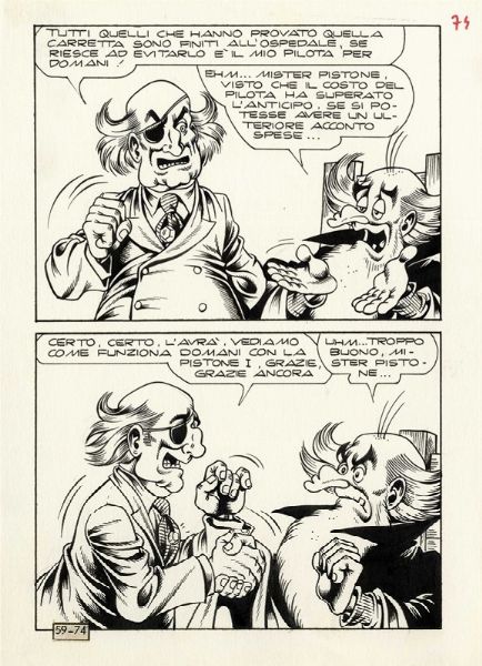 MAGNUS [PSEUD. PER ROBERTO RAVIOLA] : Lotto di composto 11 tavole preparatorie per Alan Ford, Dennis Cobb, Satanik e Kriminal.  - Asta Arte Antica, Moderna e Contemporanea - Associazione Nazionale - Case d'Asta italiane