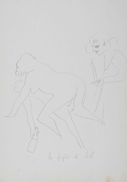 Alberto Manfredi : Nucleo di 11 disegni, dei quali alcuni erotici, e 1 incisione.  - Asta Arte Antica, Moderna e Contemporanea - Associazione Nazionale - Case d'Asta italiane