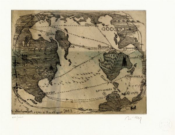 Piero Pizzi Cannella : Auguri di Buon Viaggio.  - Asta Arte Antica, Moderna e Contemporanea - Associazione Nazionale - Case d'Asta italiane