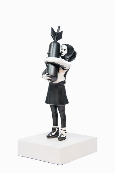 Banksy : Bomb hugger (black and white).  - Asta Arte Antica, Moderna e Contemporanea - Associazione Nazionale - Case d'Asta italiane