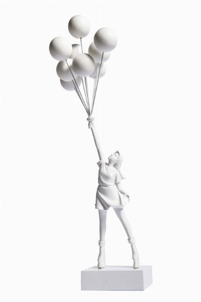 Banksy : Flying Balloons Girl (White).  - Asta Arte Antica, Moderna e Contemporanea - Associazione Nazionale - Case d'Asta italiane