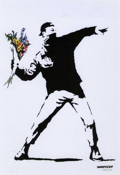 Banksy : Flower Thrower.  - Asta Arte Antica, Moderna e Contemporanea - Associazione Nazionale - Case d'Asta italiane