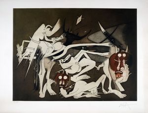 Wifredo Lam : Lotto composto di 3 incisione dalla cartella Annunciation de Aim Cesaire.  - Asta Arte Antica, Moderna e Contemporanea - Associazione Nazionale - Case d'Asta italiane