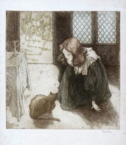 ALFREDO MLLER - Le petite fille au chat.