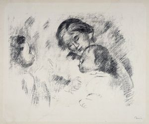 PIERRE AUGUSTE RENOIR - Mre et deux enfants.