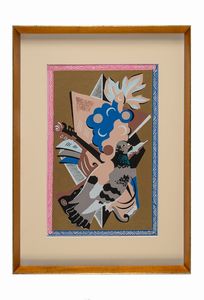 Gino Severini - Natura morta con piccione e violino.