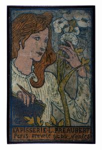 EUGNE GRASSET - Pannello pubblicitario decorativo per la tappezzeria Praubert.